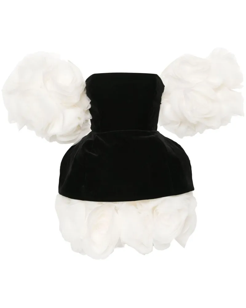 Ana Radu Minikleid aus Samt mit Blumenapplikation - Weiß Weiß