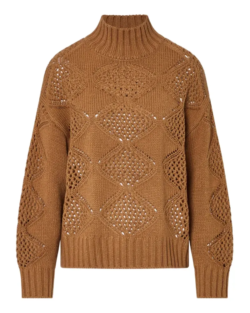 Liu Jo Rollkragenpullover mit Perlen und Lochmuster - Braun Braun