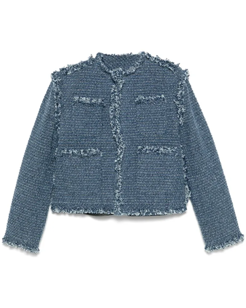 Sacai Tweed-Jacke mit Kontrasteinsatz - Blau Blau