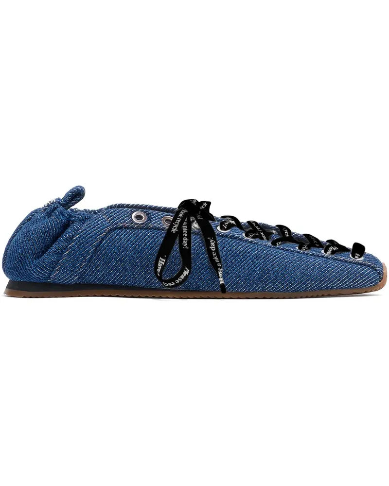 Ganni Ballerinas mit Schnürung - Blau Blau