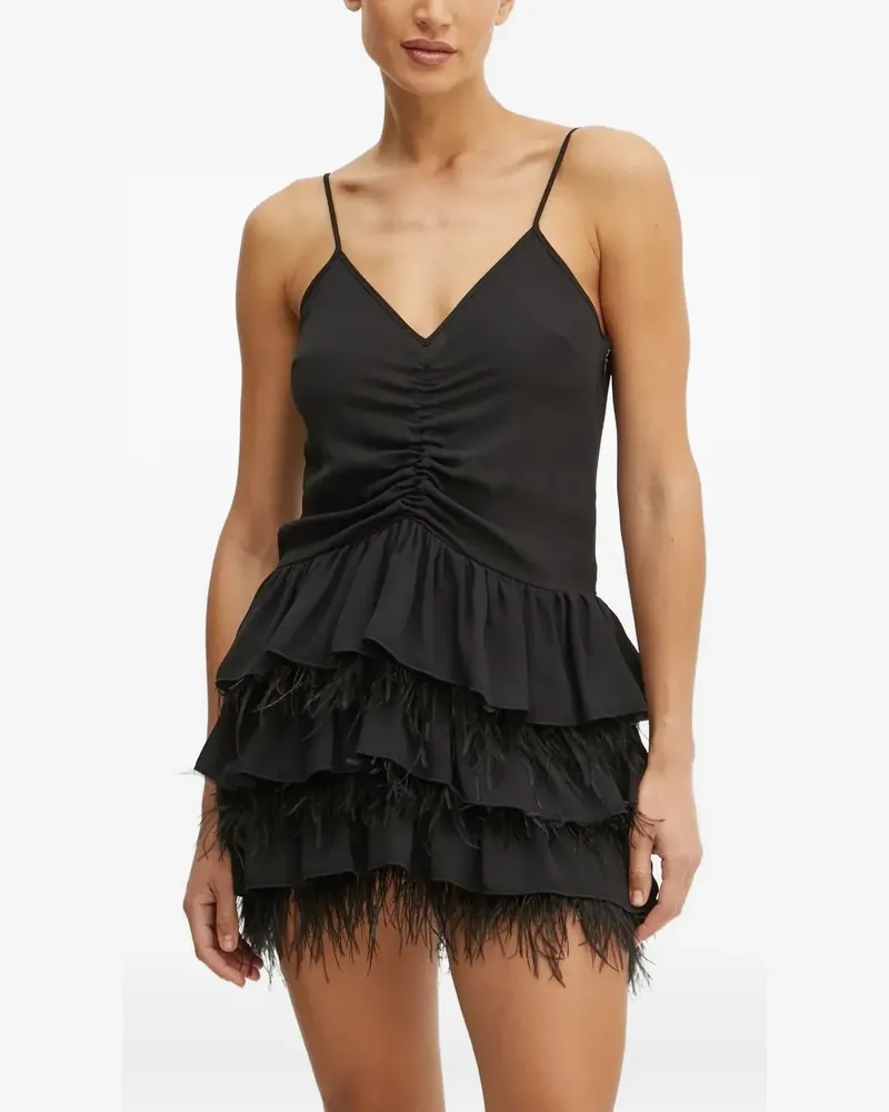 Silvian Heach Gerüschtes Minikleid mit Federbesatz - Schwarz Schwarz