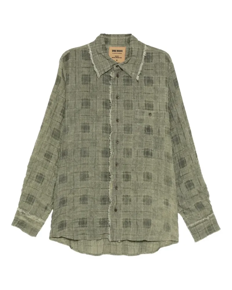 Uma Wang check frayed-edge shirt - Grün Grün