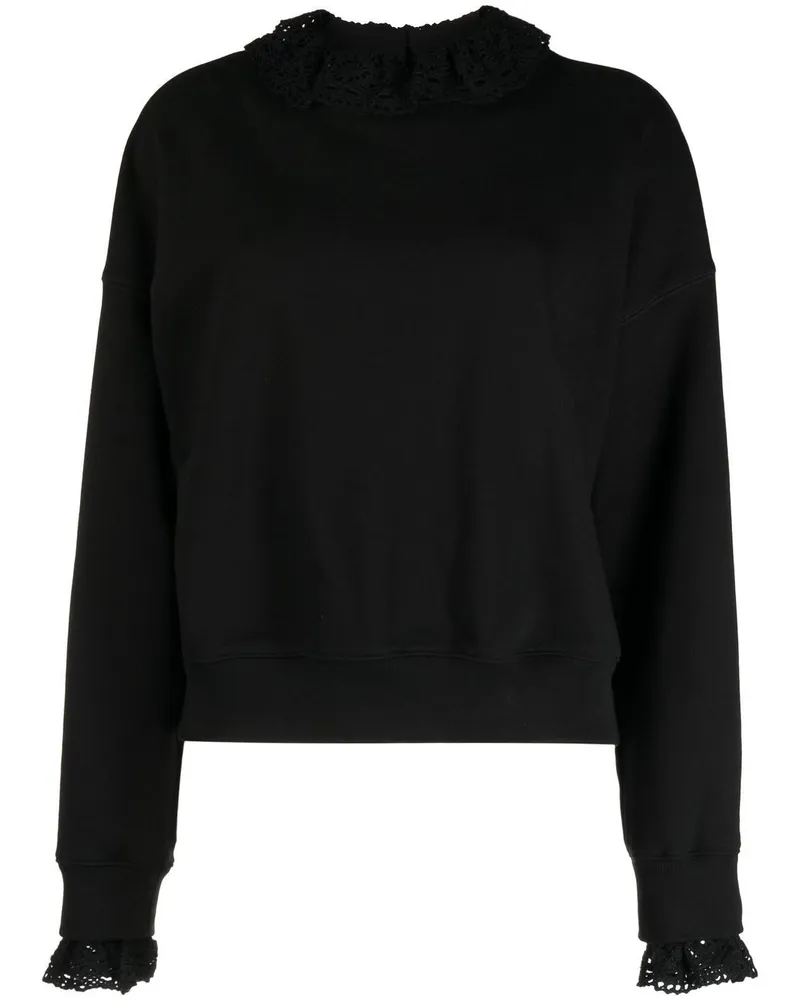 GOEN.J Sweatshirt mit gehäkeltem Kragen - Schwarz Schwarz