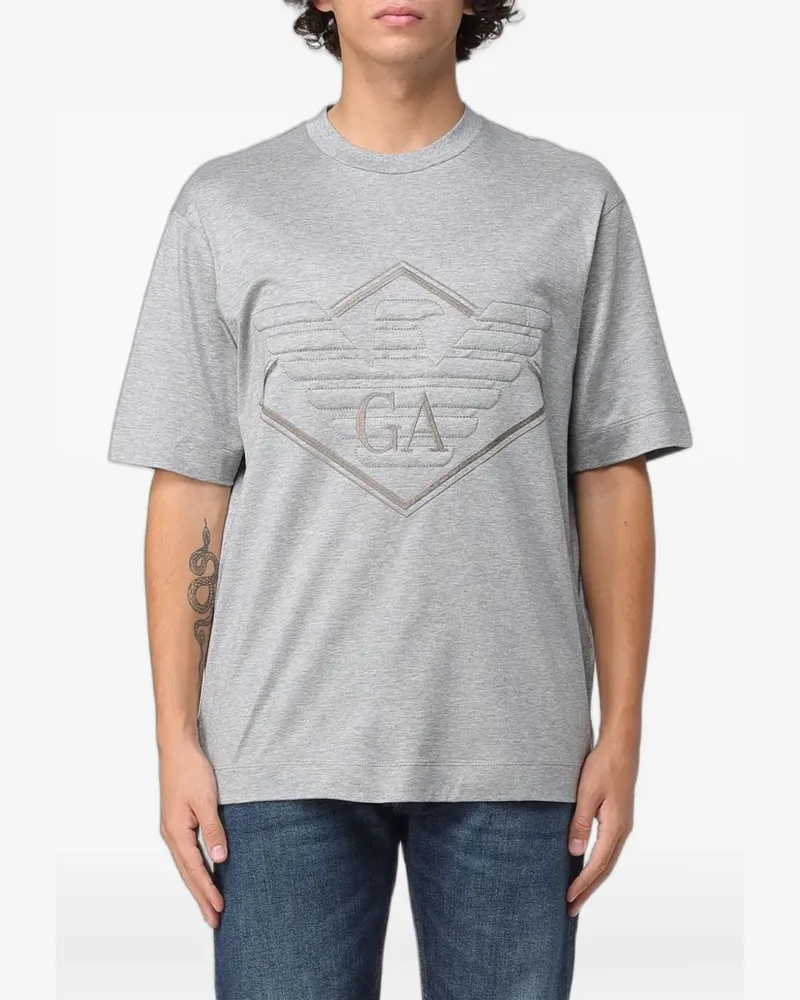 Emporio Armani logo-embroidered T-shirt - Grau Grau