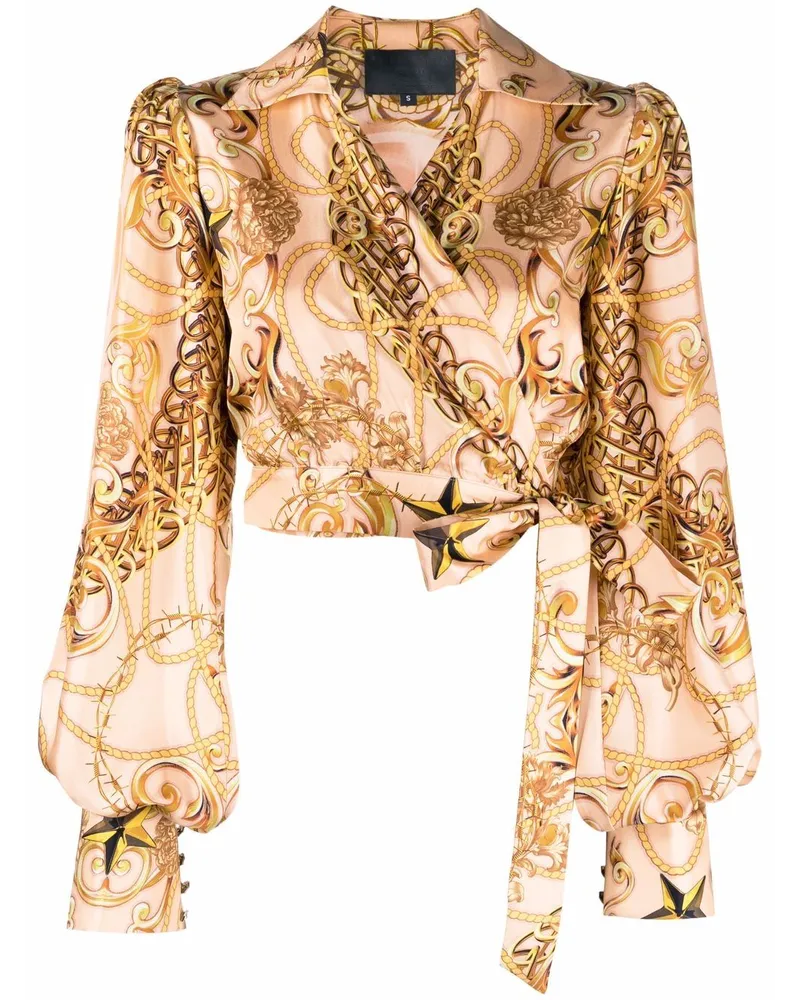 Philipp Plein Seidenbluse mit New Baroque-Print - Nude Nude
