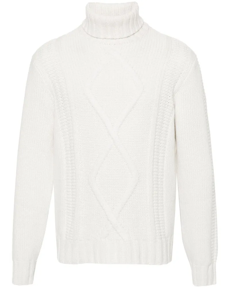 Brunello Cucinelli Kaschmirpullover mit Rollkragen - Weiß Weiß