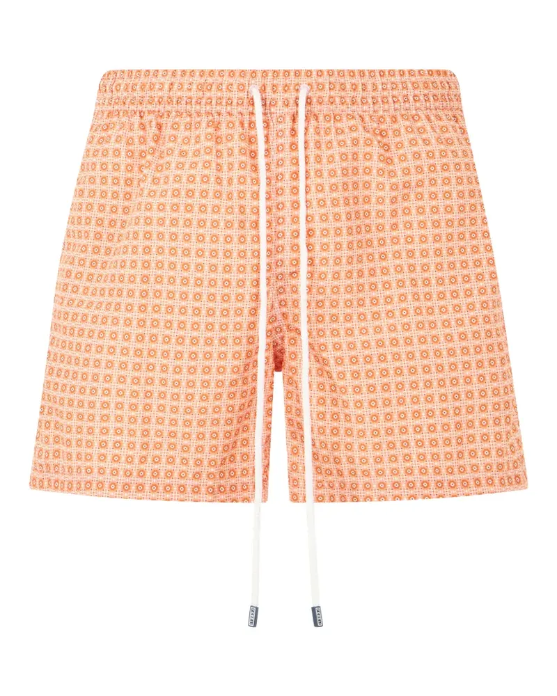 Fedeli geometric-print drawstring swim shorts - Orange Orange