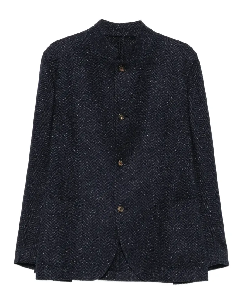 Eleventy Fischgräten-Jacke mit Stehkragen - Blau Blau