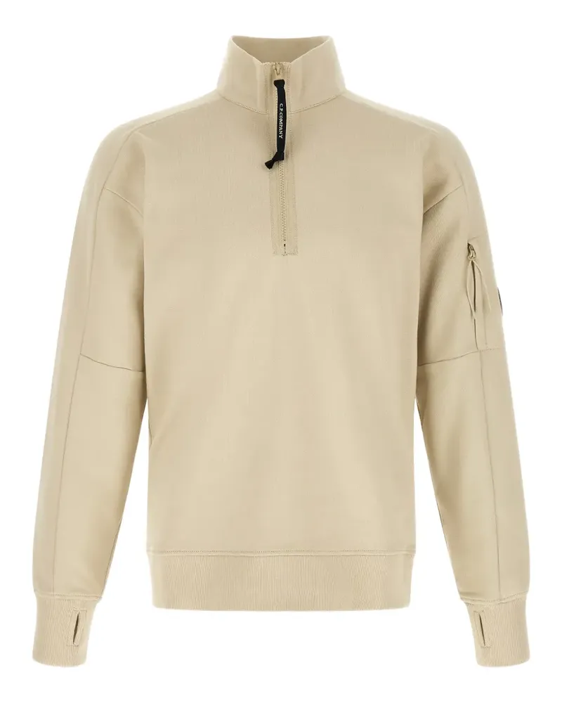C.P. Company diagonal raised fleece Lens half-zip sweatshirt - Nude Nude