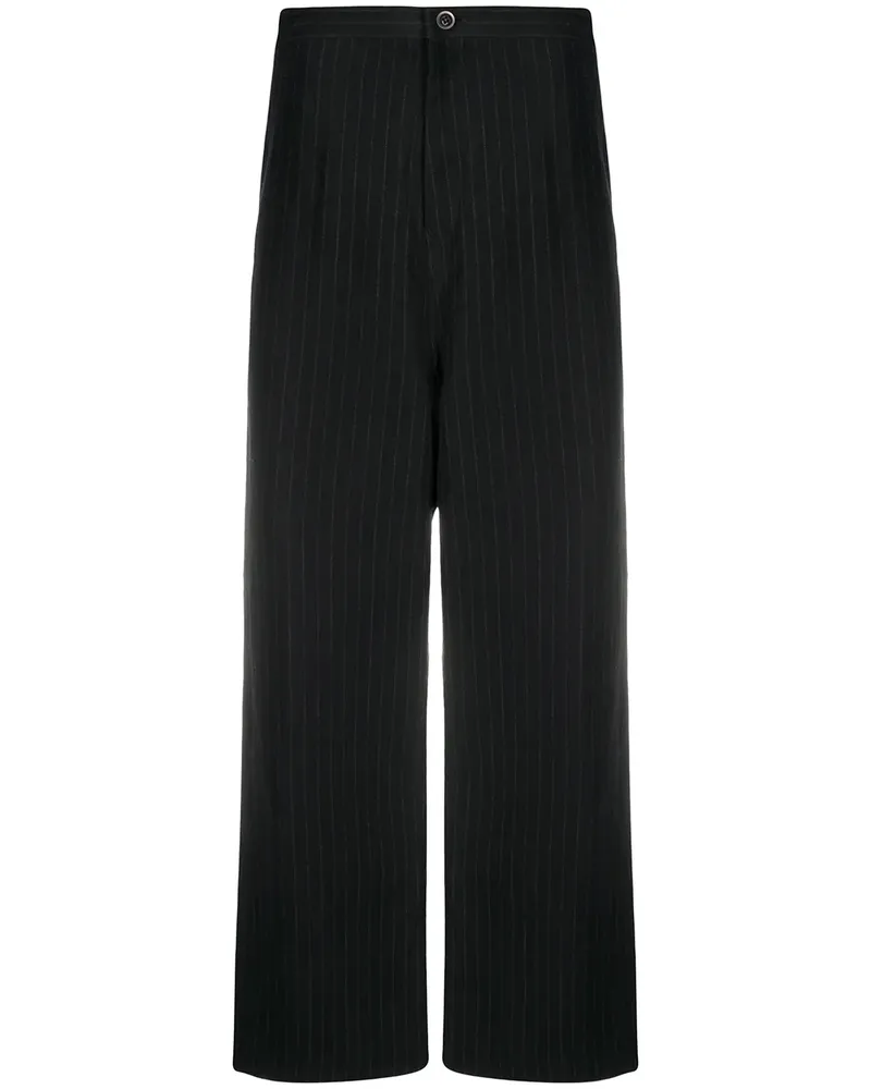 Yohji Yamamoto Weite Hose mit Nadelstreifen - Schwarz Schwarz