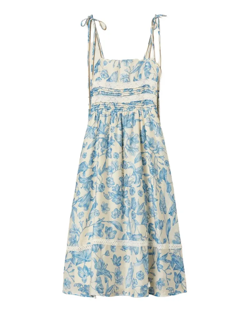 Twin-Set floral-pattern midi dress - Nude Nude