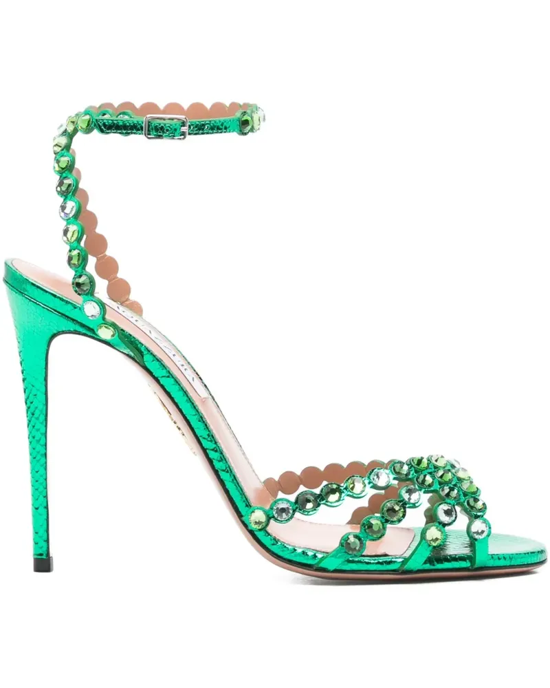 Aquazzura Tequilla Sandalen mit Kristallen 120mm - Grün Grün