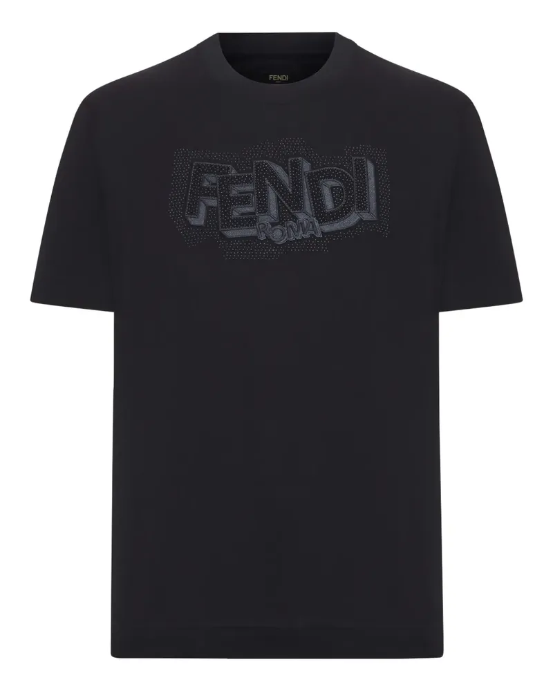 Fendi graphic-embroidered T-Shirt - Schwarz Schwarz