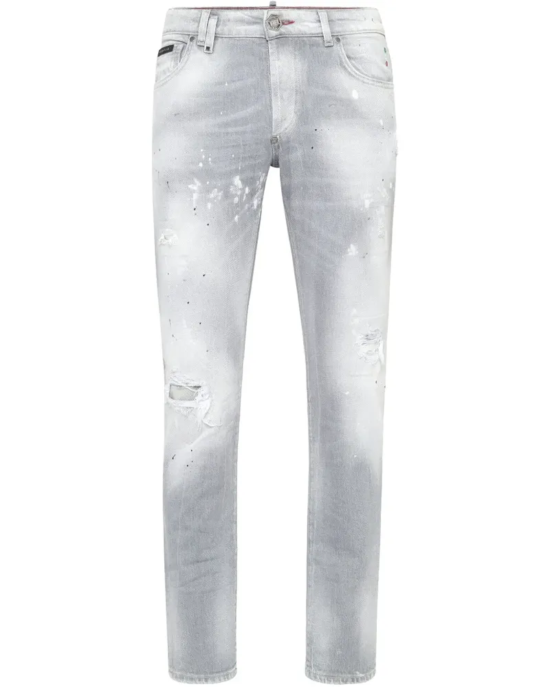 Philipp Plein Gerade Jeans mit Smiley-Applikation - Grau Grau