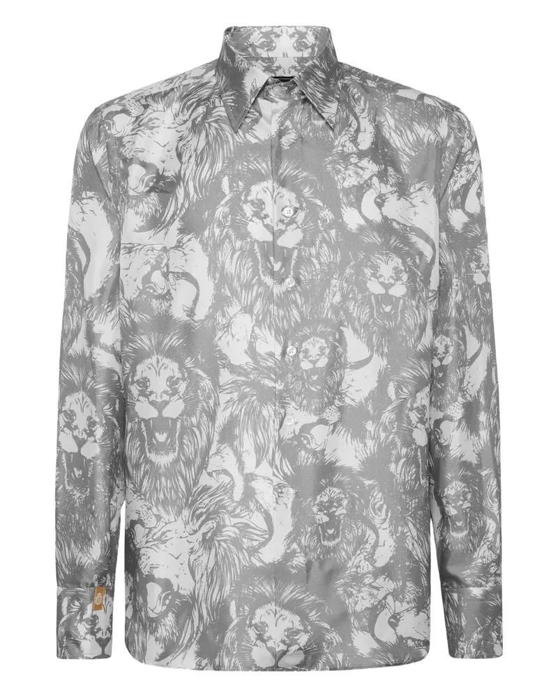 Billionaire Hemd mit Löwen-Print - Weiß Weiß
