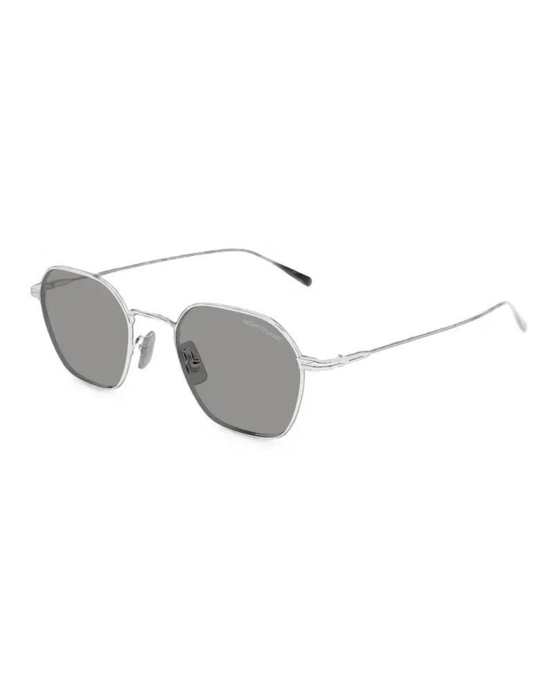 Montblanc Sonnenbrille mit geometrischem Gestell - Silber Silber