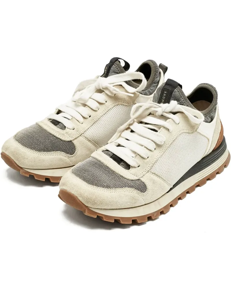 Brunello Cucinelli Sneakers aus Mesh-Wildleder - Grau Grau
