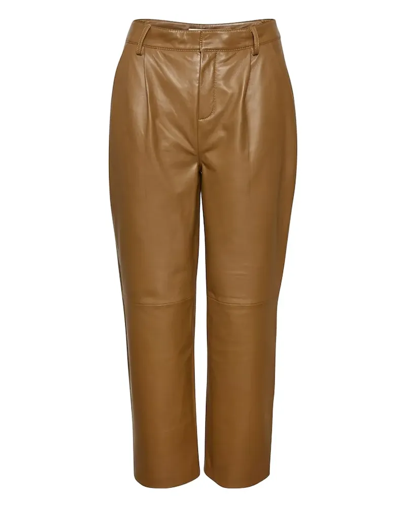 Gestuz Aliah Lederhose mit Falten - Braun Braun