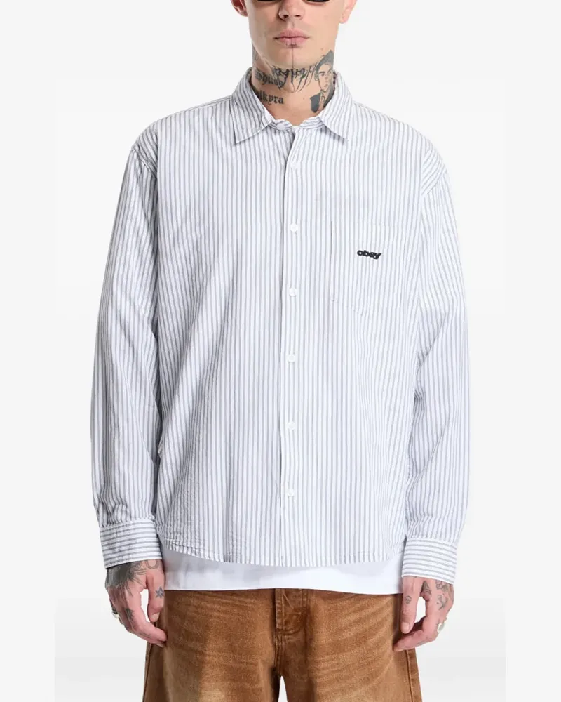 Obey William vertical-stripe shirt - Weiß Weiß