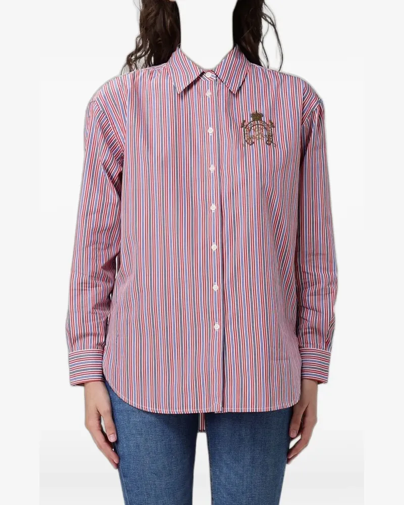 Ralph Lauren striped embroidered-crest shirt - Rot Rot