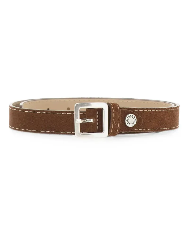 Gianni Chiarini Gürtel aus Kalbswildleder mit Kontrastnähten - Braun Braun