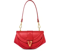 Schultertasche mit geschwungener Klappe - Rot