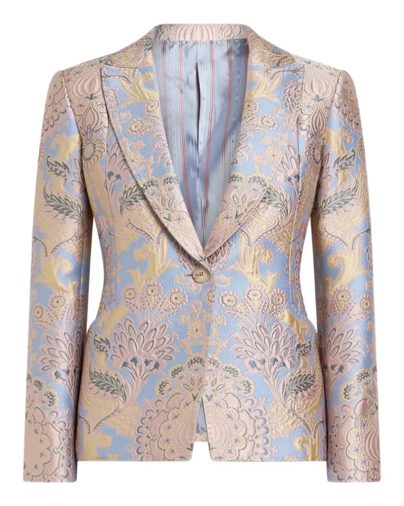 Etro Sakko mit Jacquard-Blumenmuster - Blau Blau