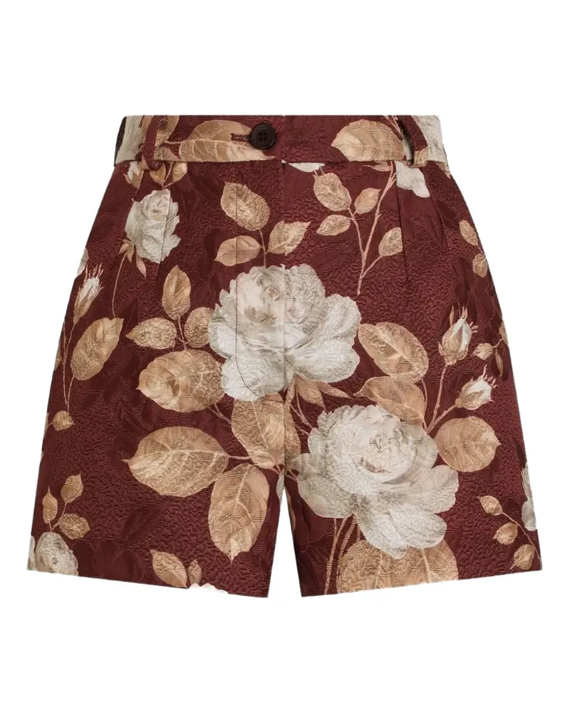 Dolce & Gabbana Brokat-Shorts mit Rosen-Print - Rot Rot
