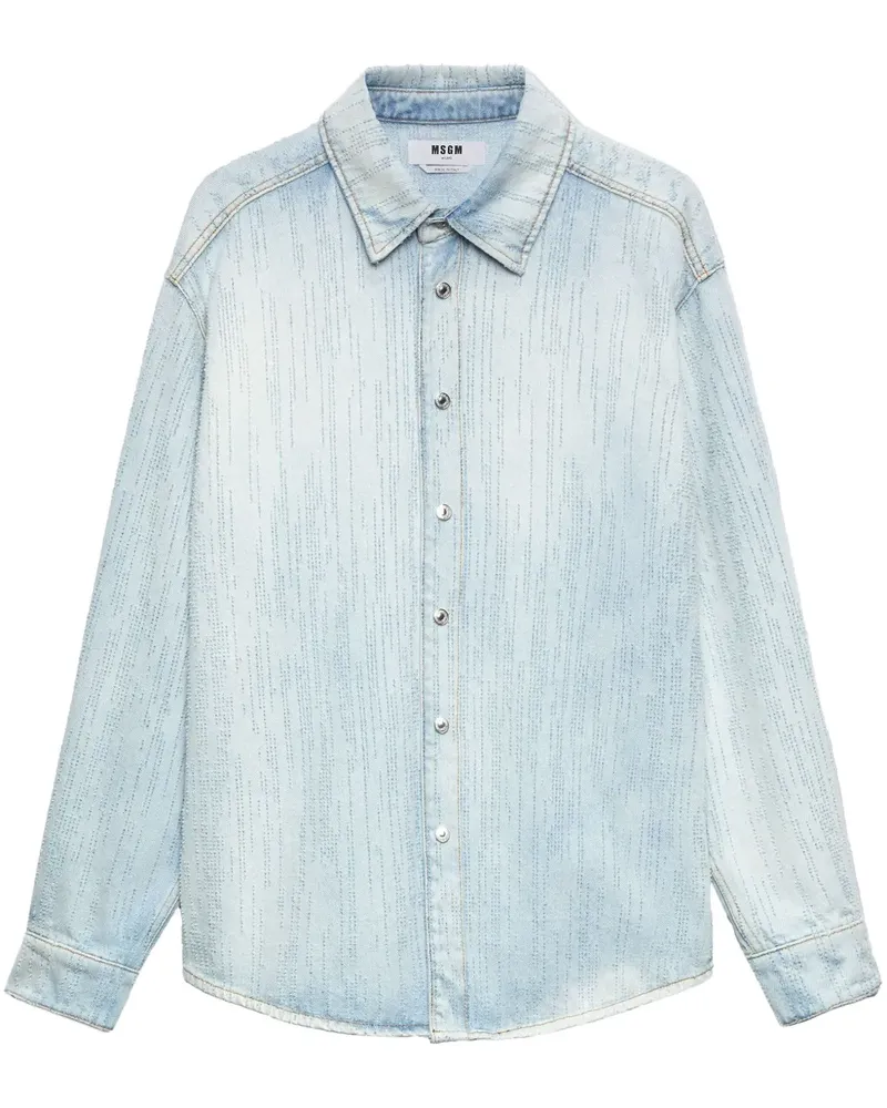 MSGM Ausgeblichene Jeans-Hemdjacke Blau