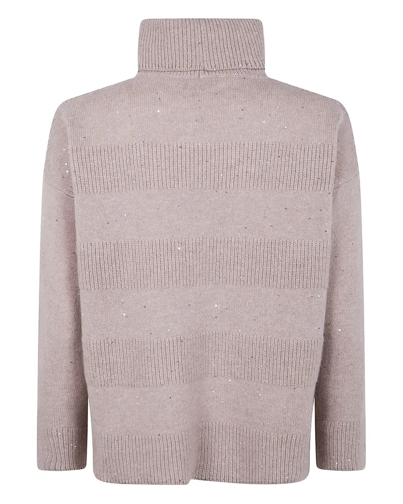 D.EXTERIOR Rollkragenpullover mit Pailletten - Nude Nude