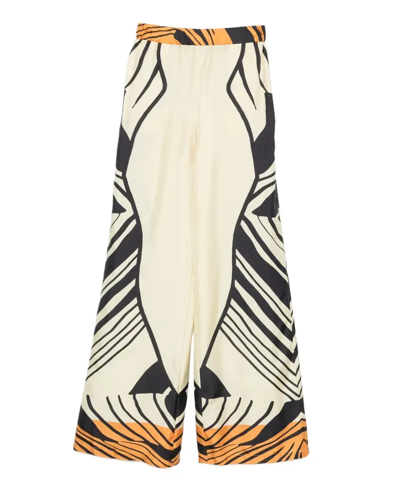 Raquel Diniz Sofia graphic-print wide-leg trousers - Nude Nude