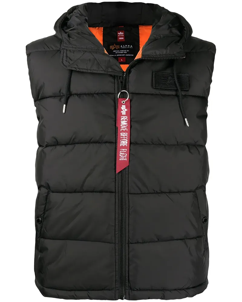 Alpha Industries Gefütterte Weste mit Logo-Patch - Schwarz Schwarz