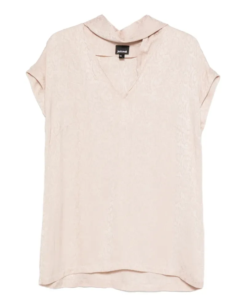 Just Cavalli snake-print scarf-detail blouse - Nude Nude
