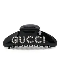 Gucci Haarspange mit Kristall-Logo Schwarz