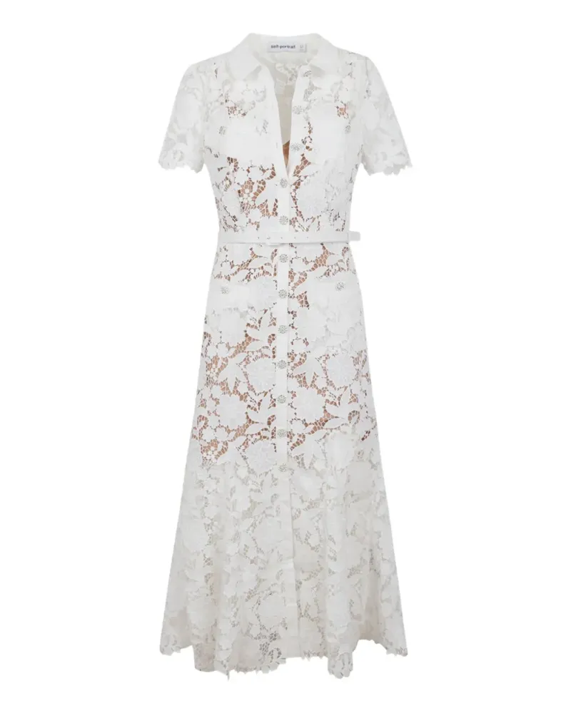 Self-Portrait lace midi dress - Weiß Weiß