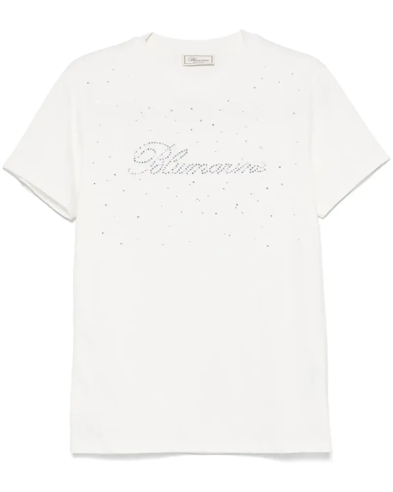 Blumarine T-Shirt mit Logo-Verzierung - Weiß Weiß