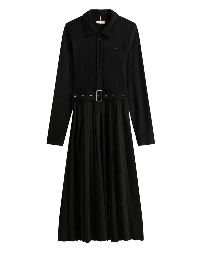 Tommy Hilfiger belted pleated midi dress - Schwarz Schwarz