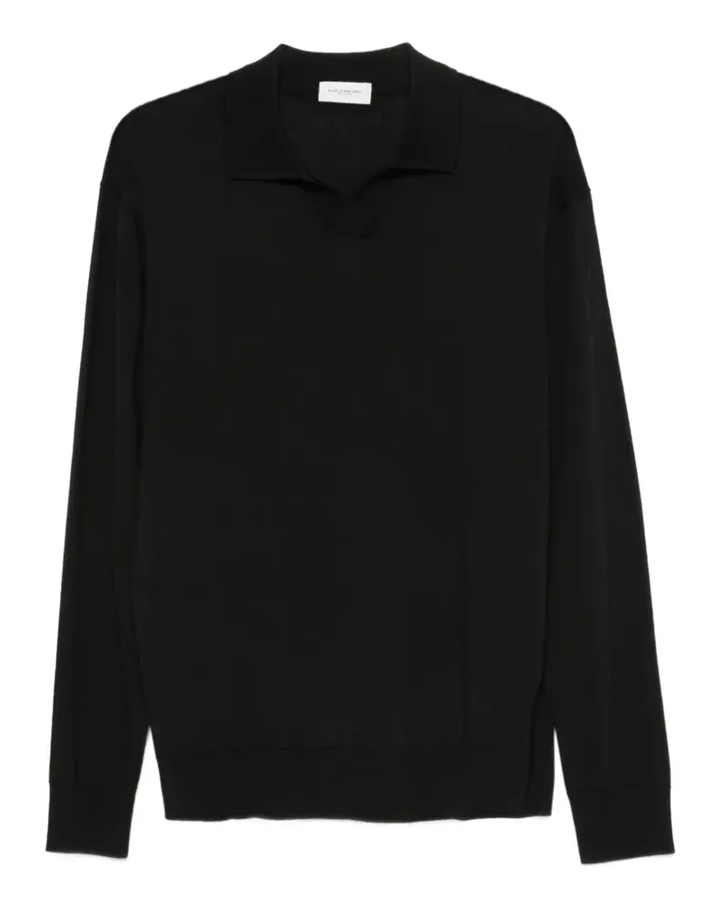 Paolo Pecora Milano Langärmeliges Poloshirt - Schwarz Schwarz