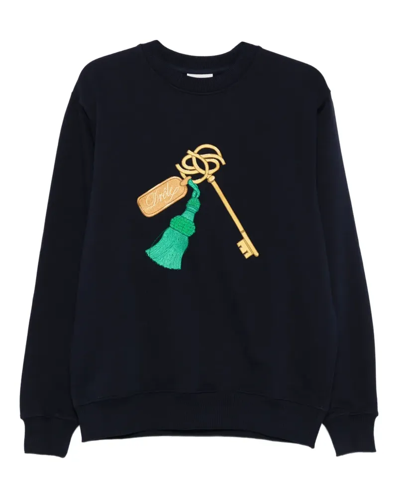 Drôle de Monsieur Langarmshirt mit Stickerei - Blau Blau