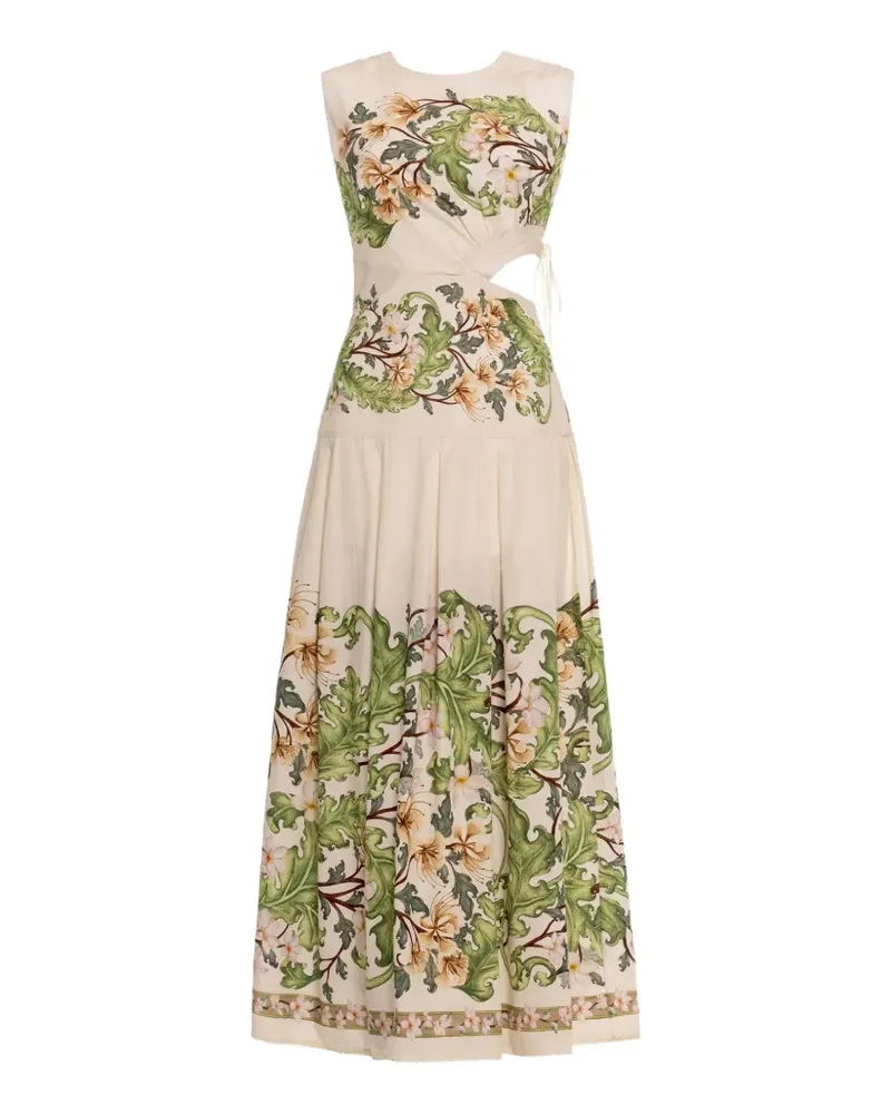 AGUA BENDITA Otoño Anhelo floral-print midi dress - Nude Nude