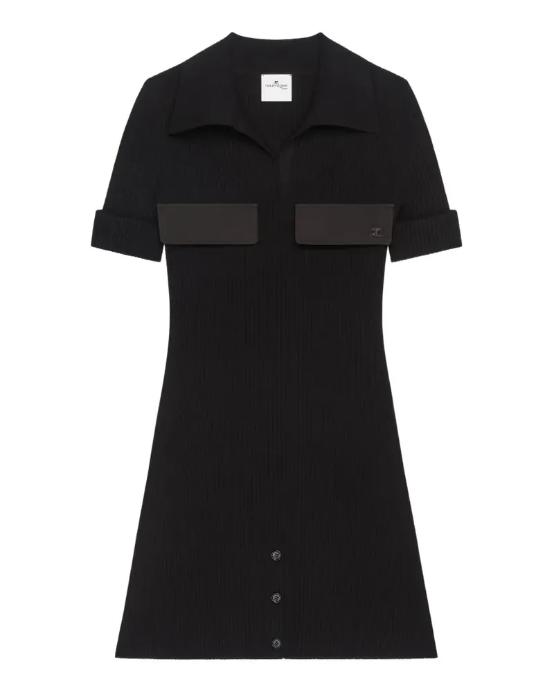Courrèges Midikleid aus geripptem Strick - Schwarz Schwarz