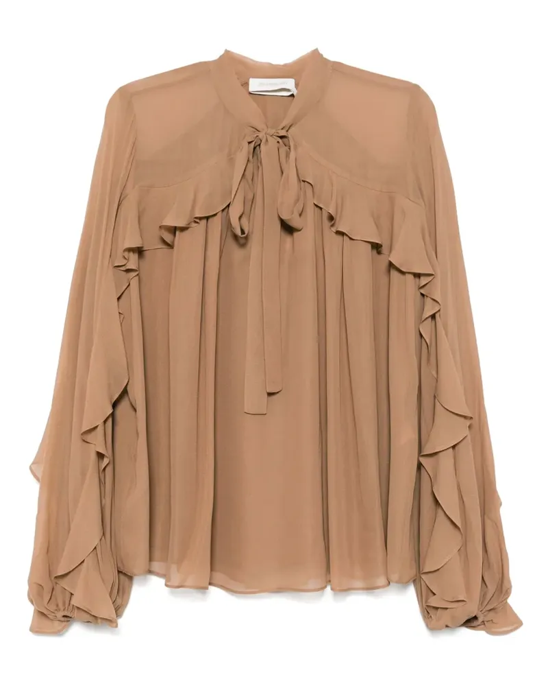 Zimmermann Illuminate Bluse mit Flattereffekt - Braun Braun