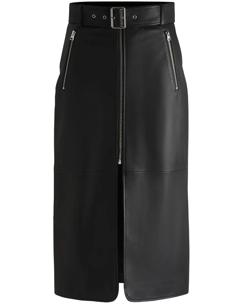 HUGO BOSS Midirock aus Leder - Schwarz Schwarz