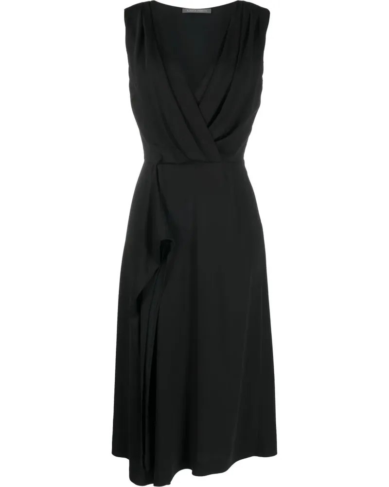 Alberta Ferretti Midikleid in Wickeloptik - Schwarz Schwarz