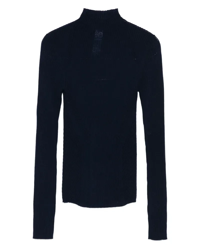 Twin-Set high-neck ribbed sweater - Blau Blau