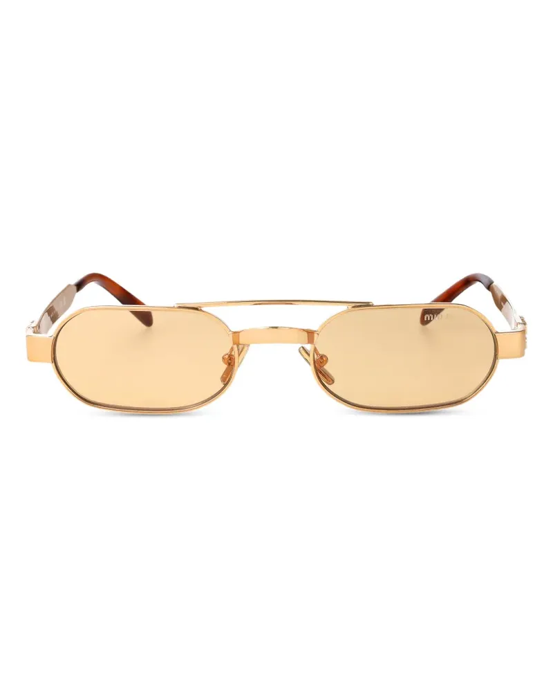 Miu Miu Sonnenbrille mit geometrischem Gestell - Gold Gold