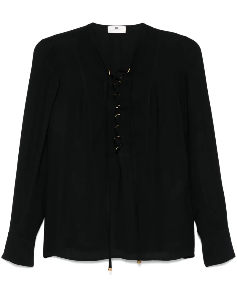 Elisabetta Franchi Georgette-Bluse mit Schnürung - Schwarz Schwarz