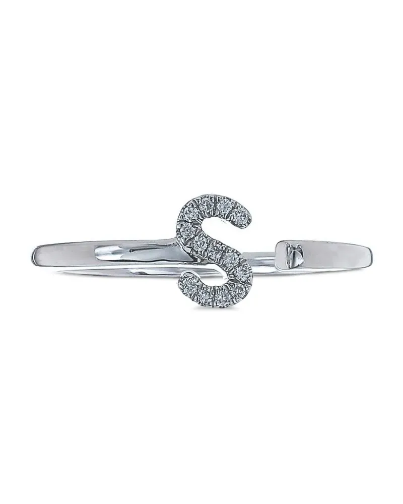 Dana Rebecca Designs 14kt Single Initial Weißgoldring mit Diamanten - Silber Silber