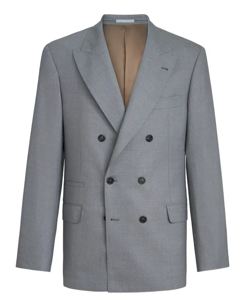 Brunello Cucinelli virgin-wool and silk lightweight hopsack one-and-a-half breasted blazer - Grau Grau