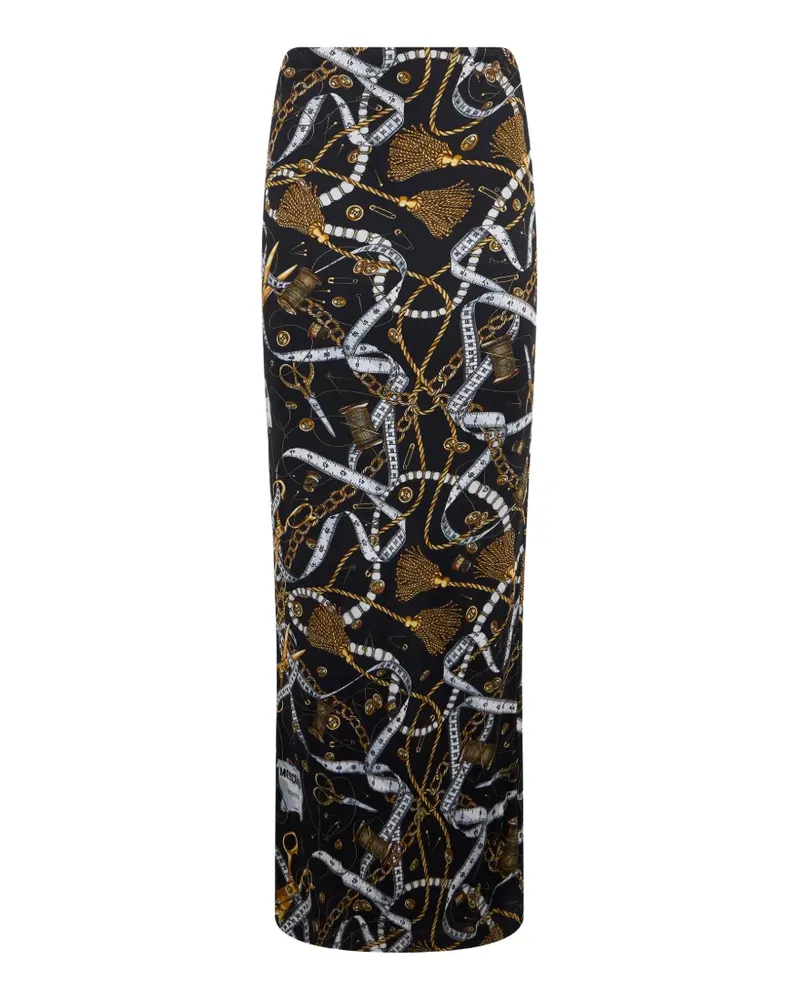 Moschino graphic-print maxi skirt - Schwarz Schwarz